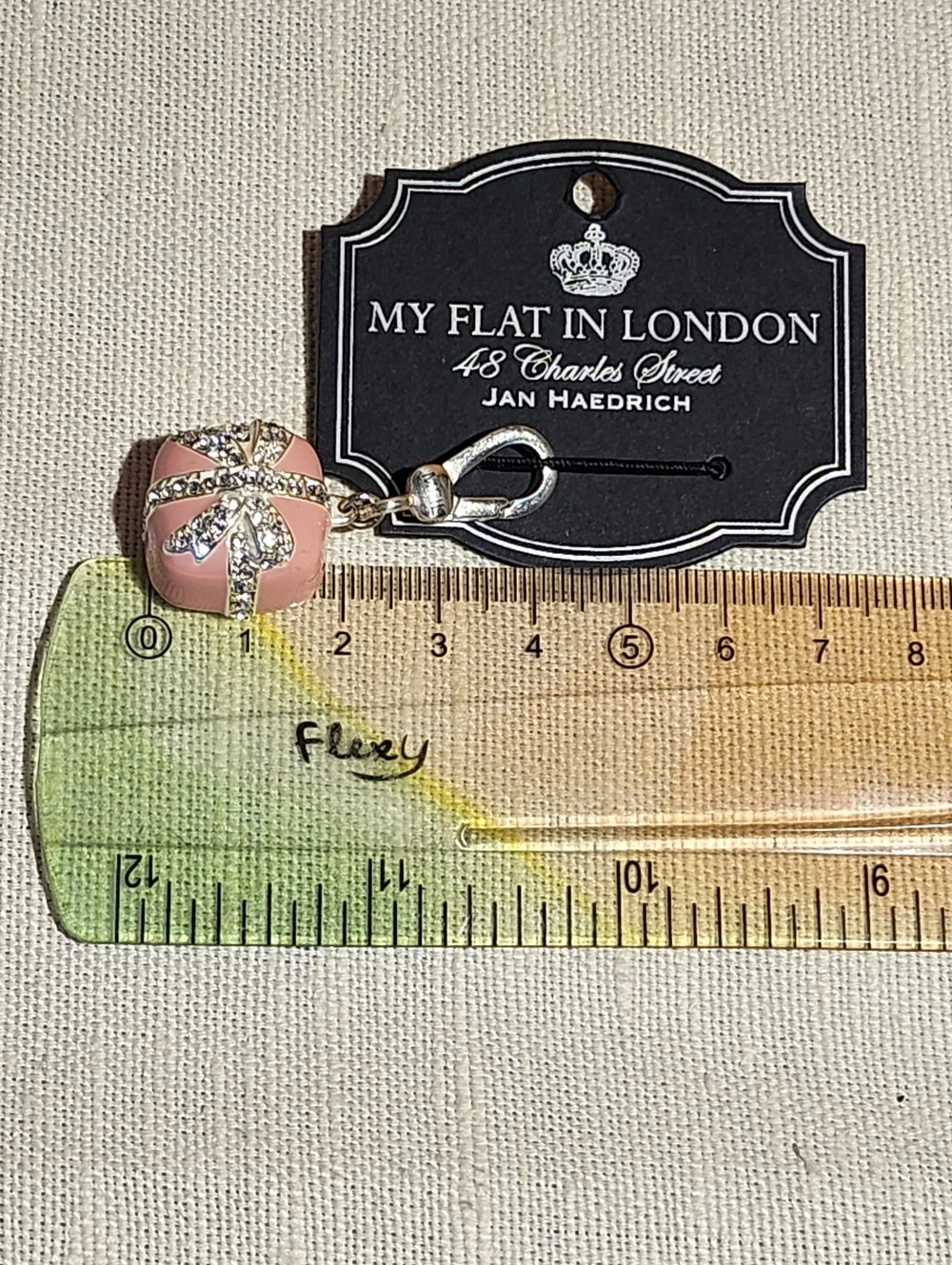 My Flat in London Pink Enamel Crystal Bow Gift Charm - Picture 2 of 6
